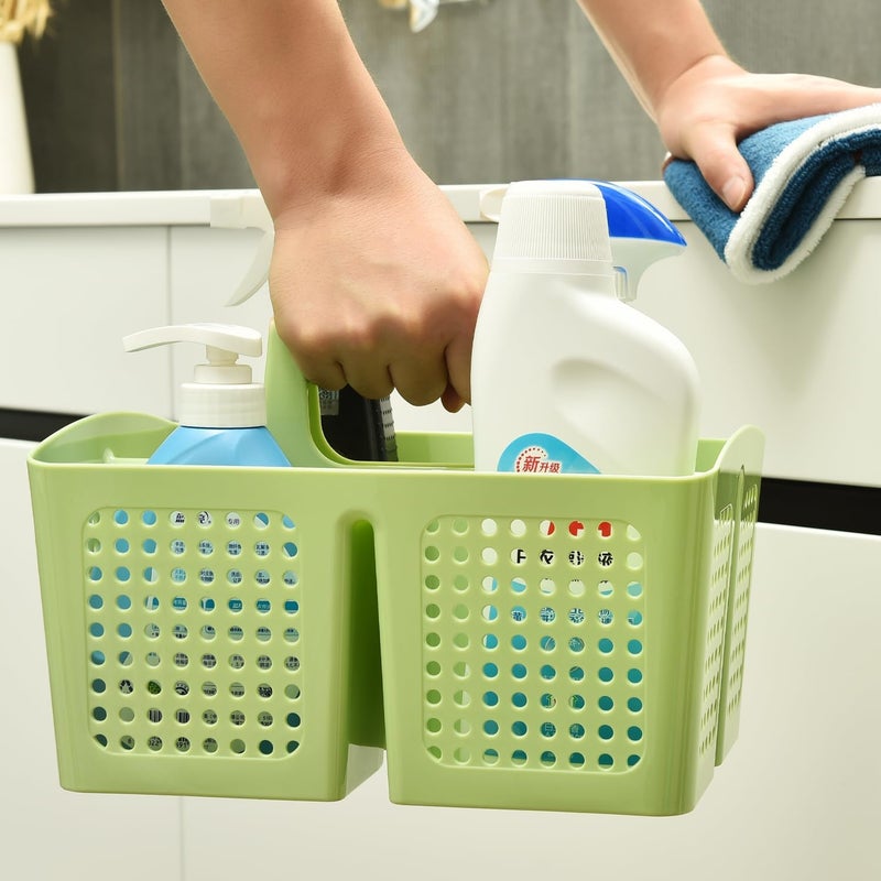 PAKCHOICE Portable Shower Caddy Basket with Compartments, Plastic Divided Cleaning Caddy Organizer Storage Tote with Handle for Bathroom, College, Dorm Room Essentials, Grass Green - Image 4